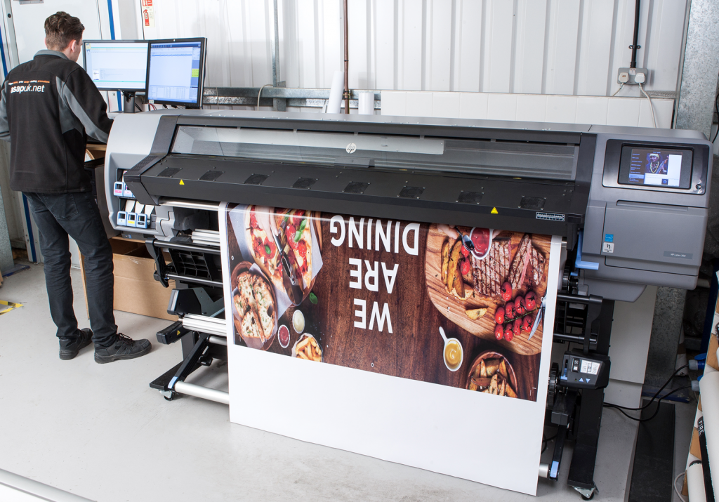 The HP Latex 360 printer in action at ASAP UK